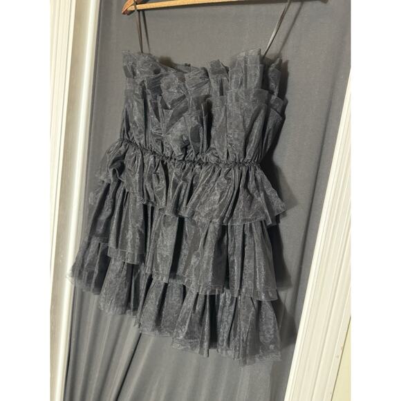 POWDER PUFF STRAPLESS TULLE MINI DRESS BLACK NWT Small Festival Whimsigoth Fairy - Picture 5 of 7